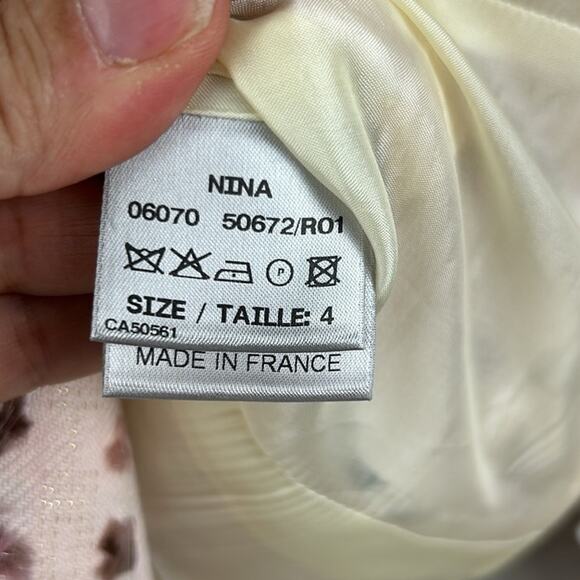 Bernard Zins Paris Women’s 4 Pink Nina Blazer Jacket Pearl Button Work Dressy - Picture 5 of 7